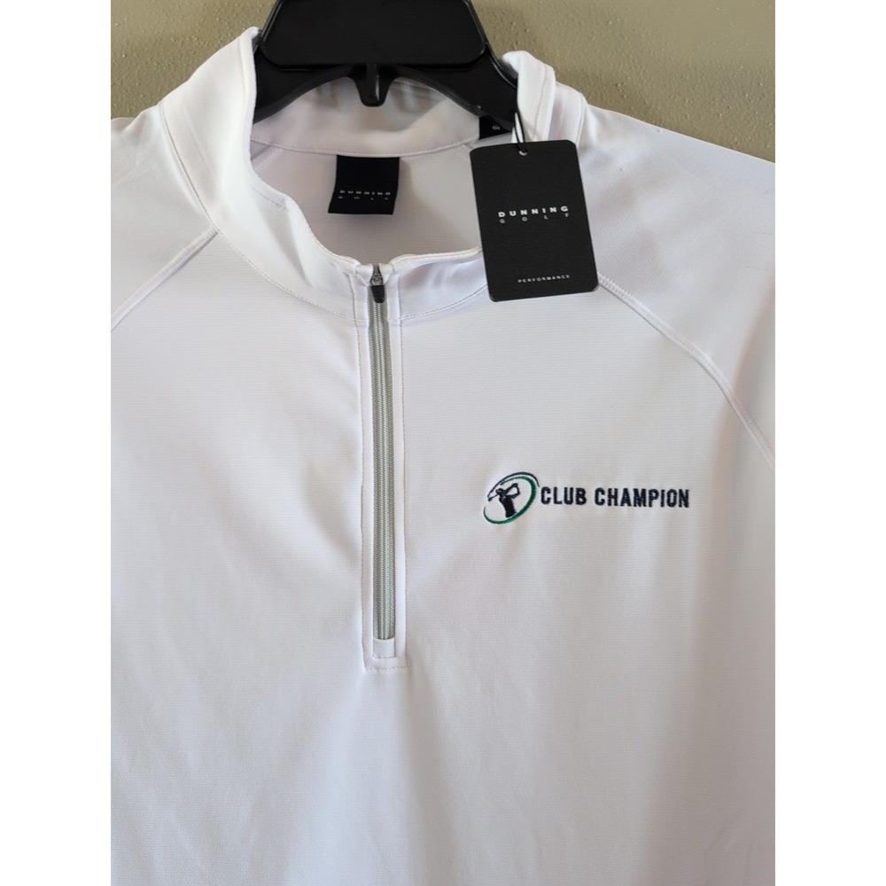 NEW DUNNING GOLF 1/4 ZIP WHITE STRETCH PULLOVER SHIRT (CLUB CHAMPION)  XL‎